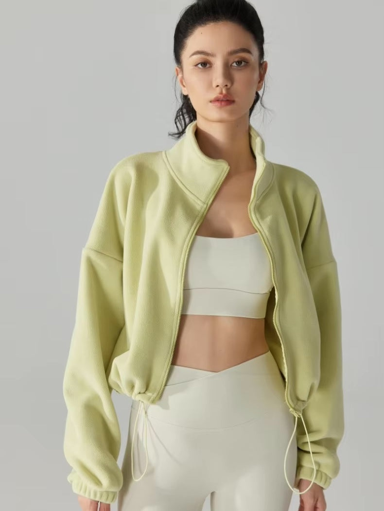 ソフトフリース ハイネックドローストリングジャケット