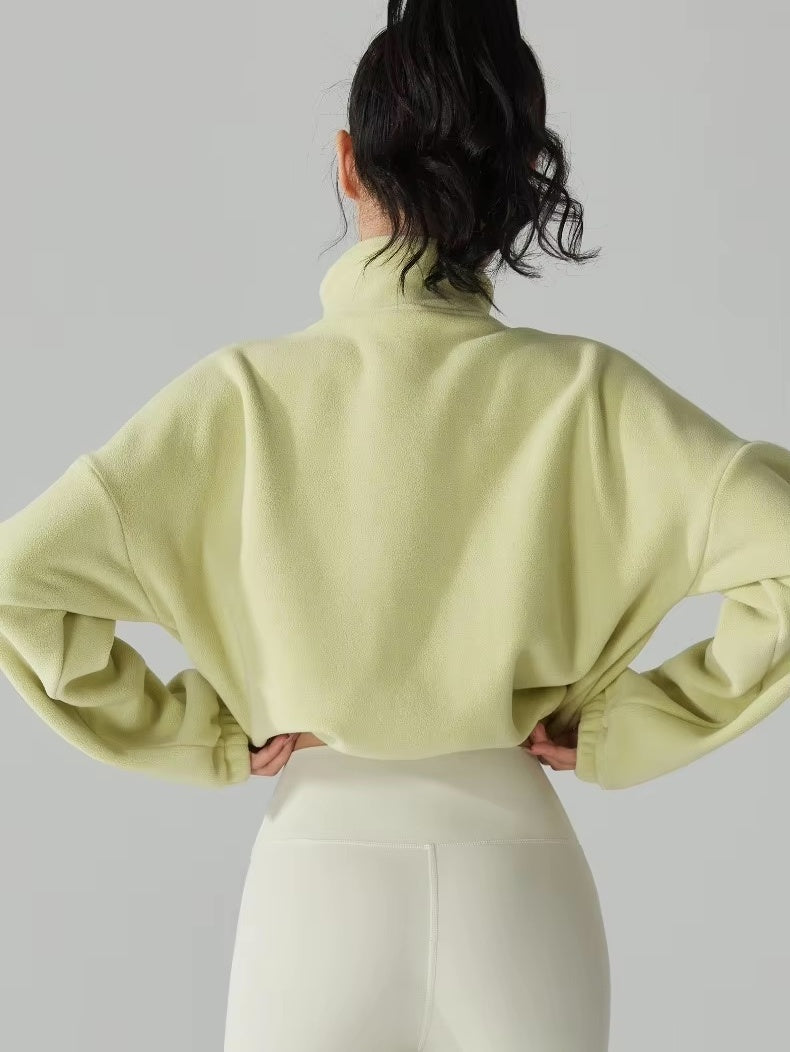 ソフトフリース ハイネックドローストリングジャケット