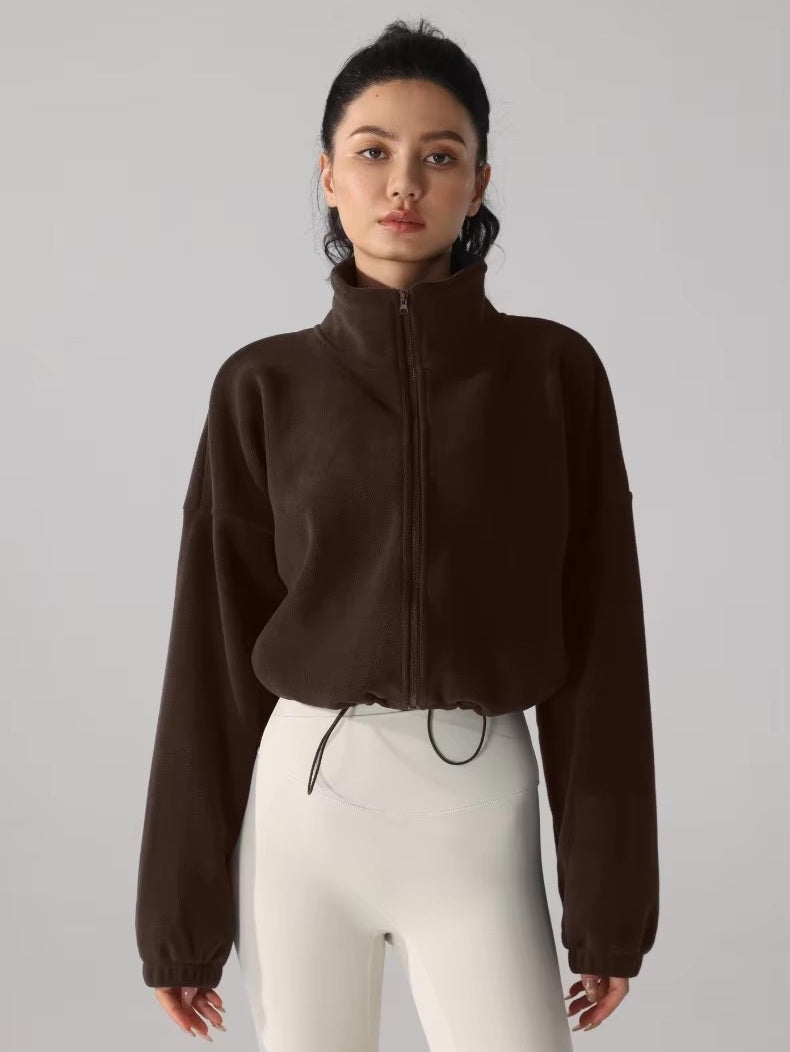 ソフトフリース ハイネックドローストリングジャケット