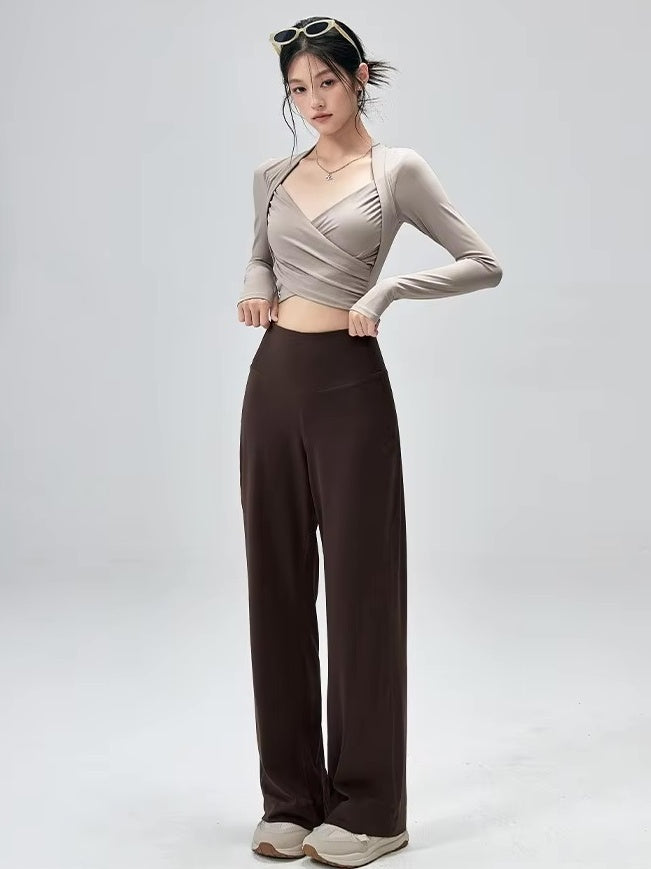 クロスラップトップス&ワイドパンツ セットアップ