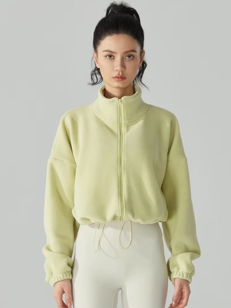 ソフトフリース ハイネックドローストリングジャケット