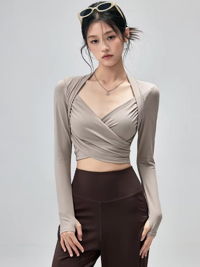 クロスラップトップス&ワイドパンツ セットアップ