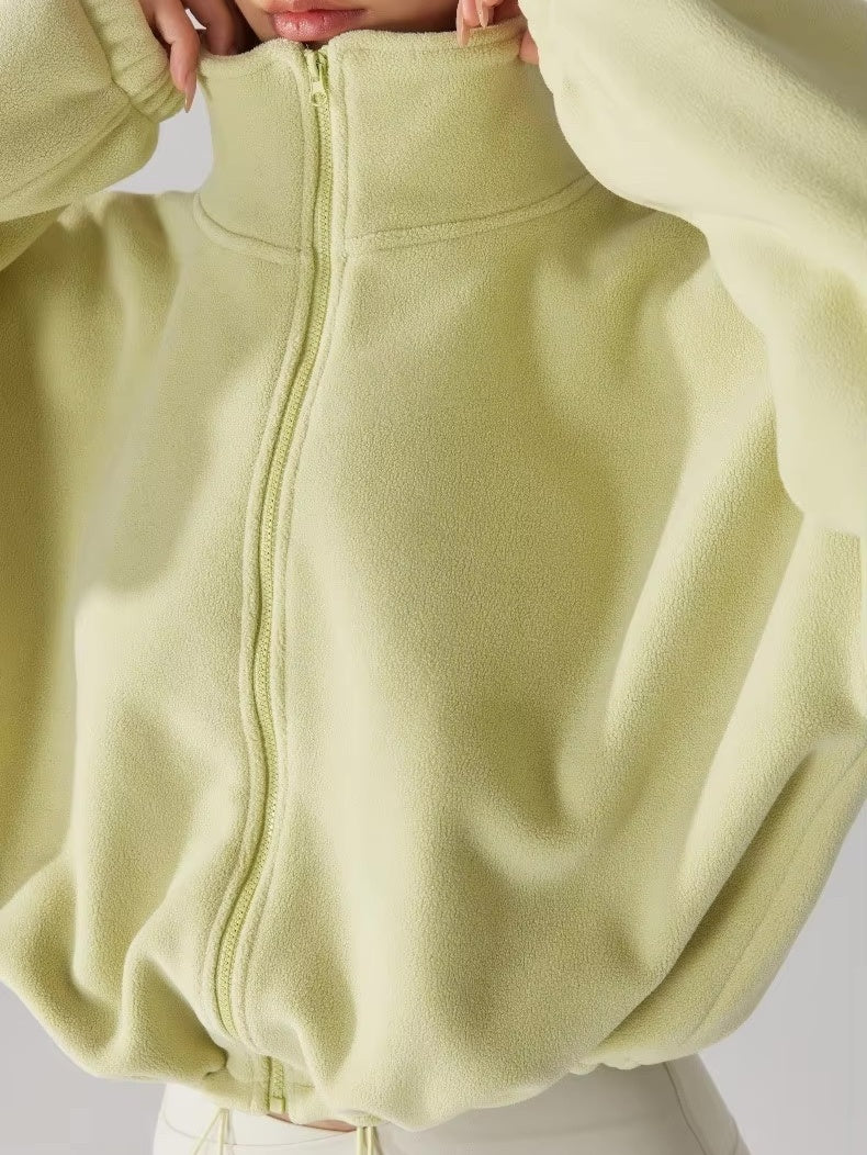 ソフトフリース ハイネックドローストリングジャケット