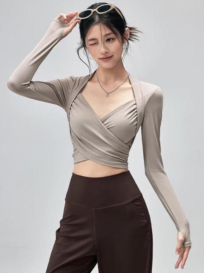 クロスラップトップス&ワイドパンツ セットアップ