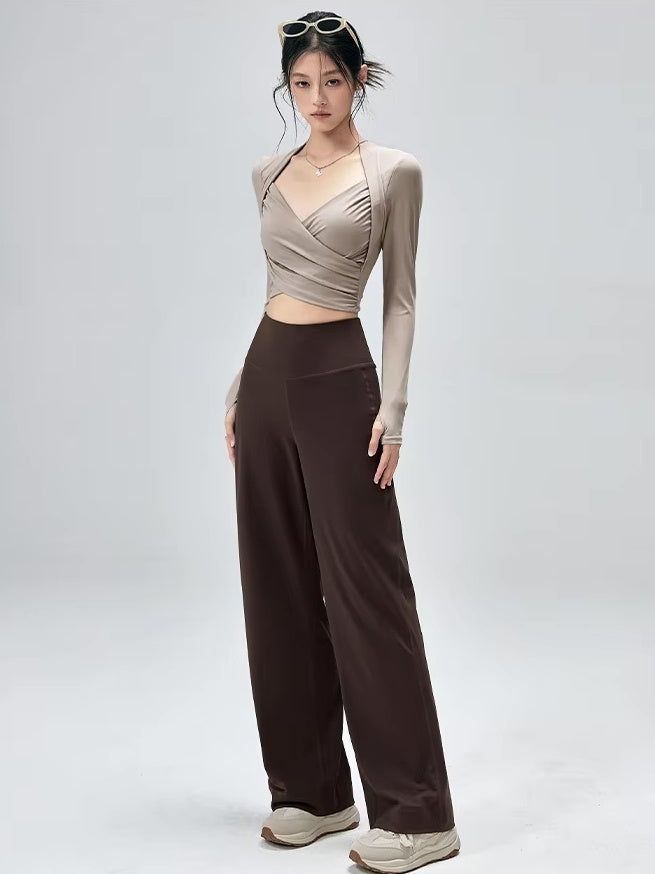 クロスラップトップス&ワイドパンツ セットアップ