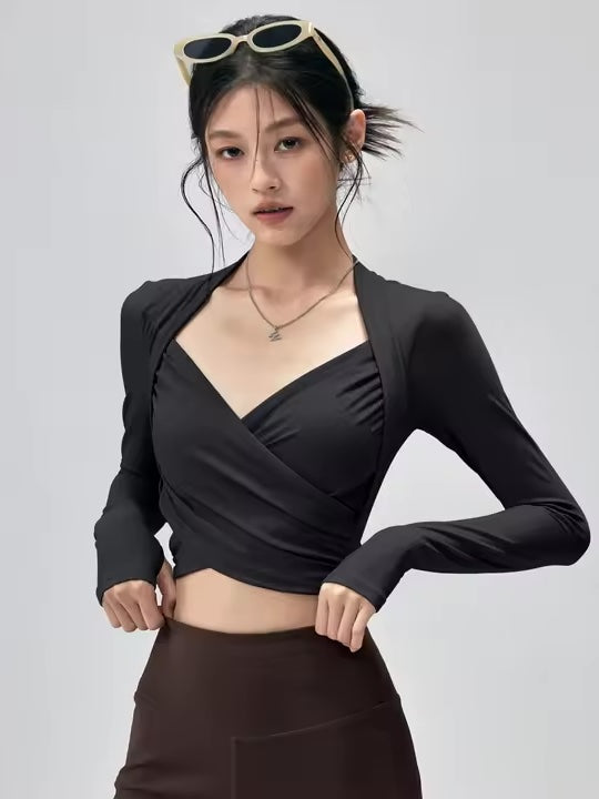 クロスラップトップス&ワイドパンツ セットアップ