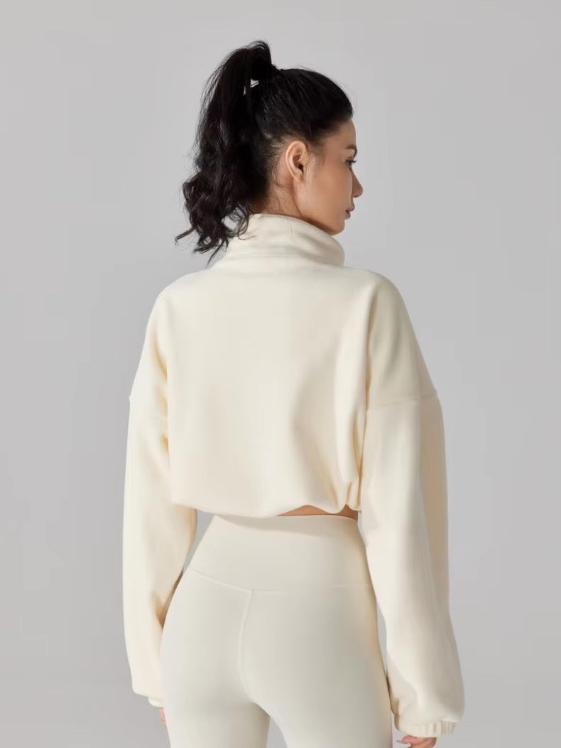 ソフトフリース ハイネックドローストリングジャケット