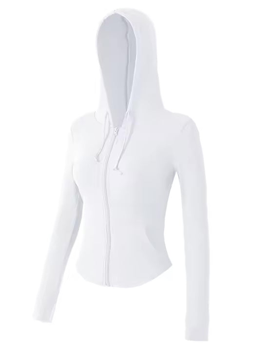 リブストレッチ スリムジップアップパーカー