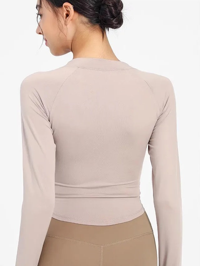 ハーフジップタイトフィットトップス