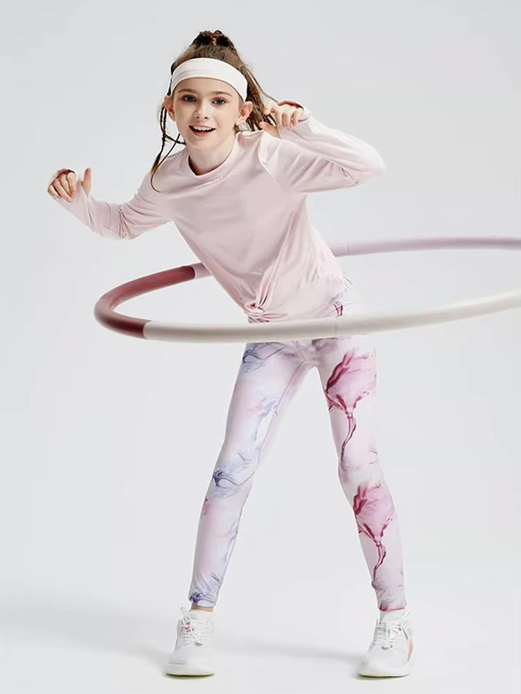 キッズアクティブTシャツ&マーブル柄レギンスセット