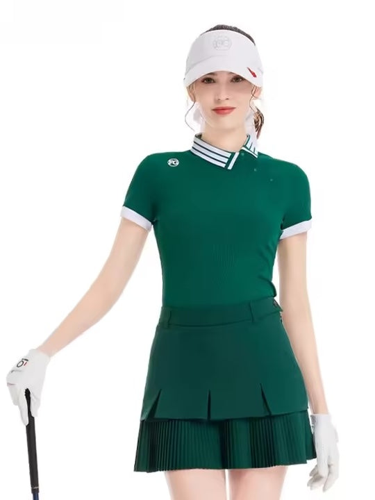 カラーブロック スポーティプリーツゴルフウェアセット