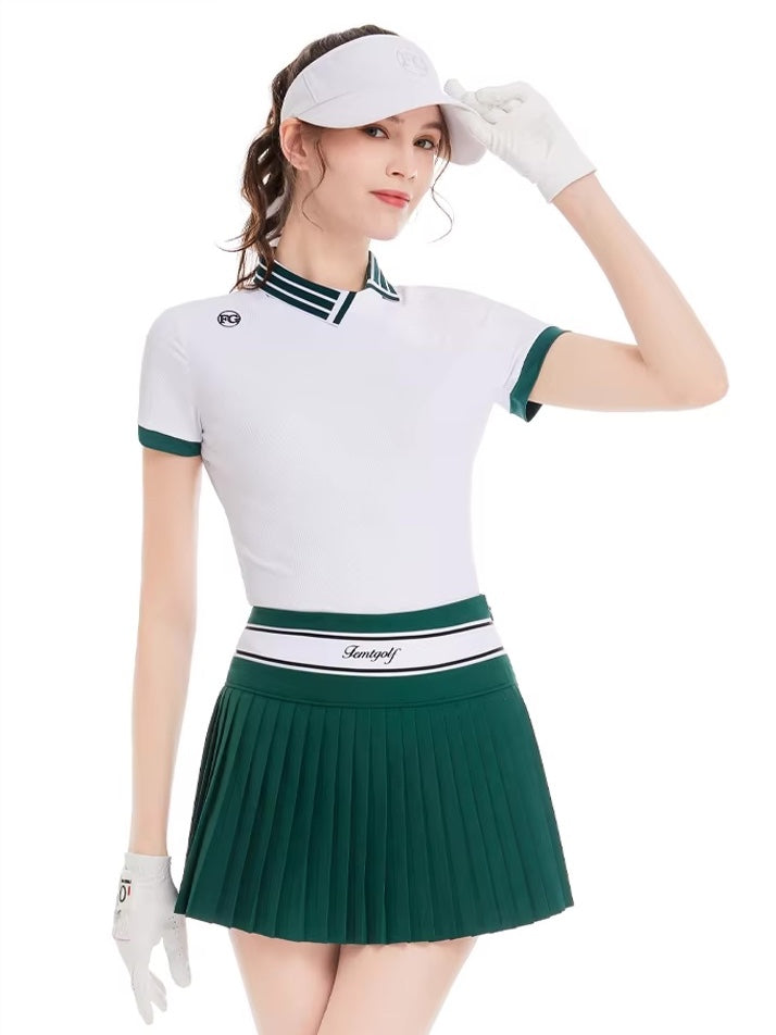 カラーブロック スポーティプリーツゴルフウェアセット