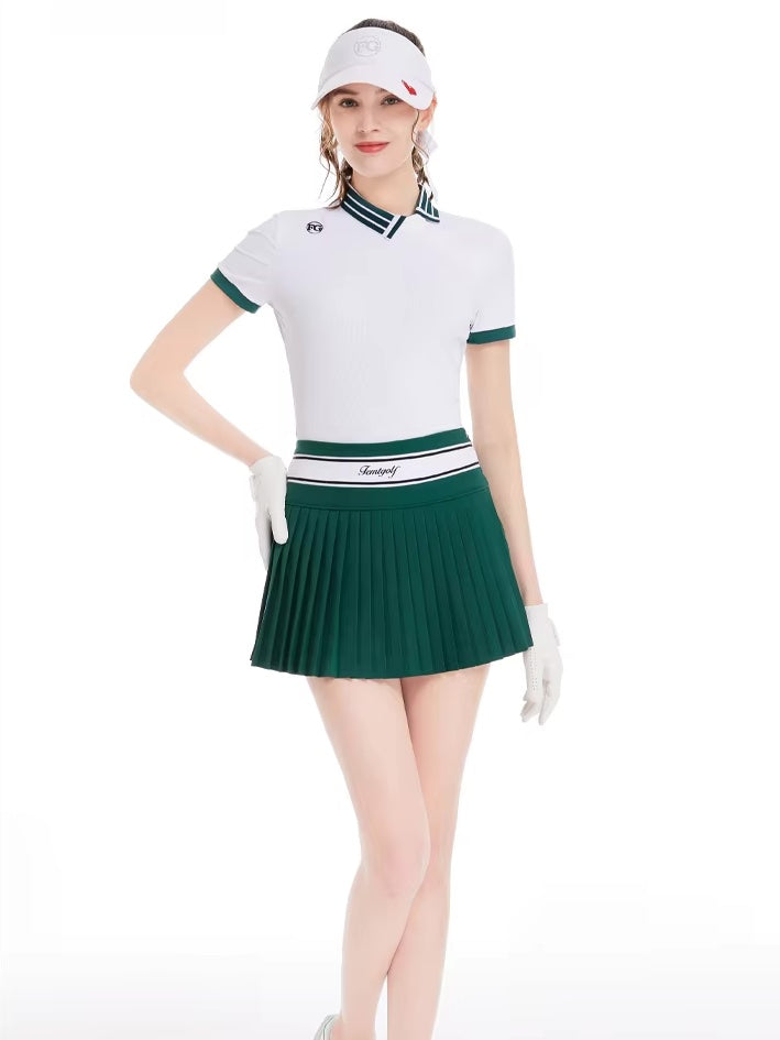 カラーブロック スポーティプリーツゴルフウェアセット