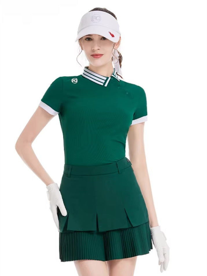 カラーブロック スポーティプリーツゴルフウェアセット