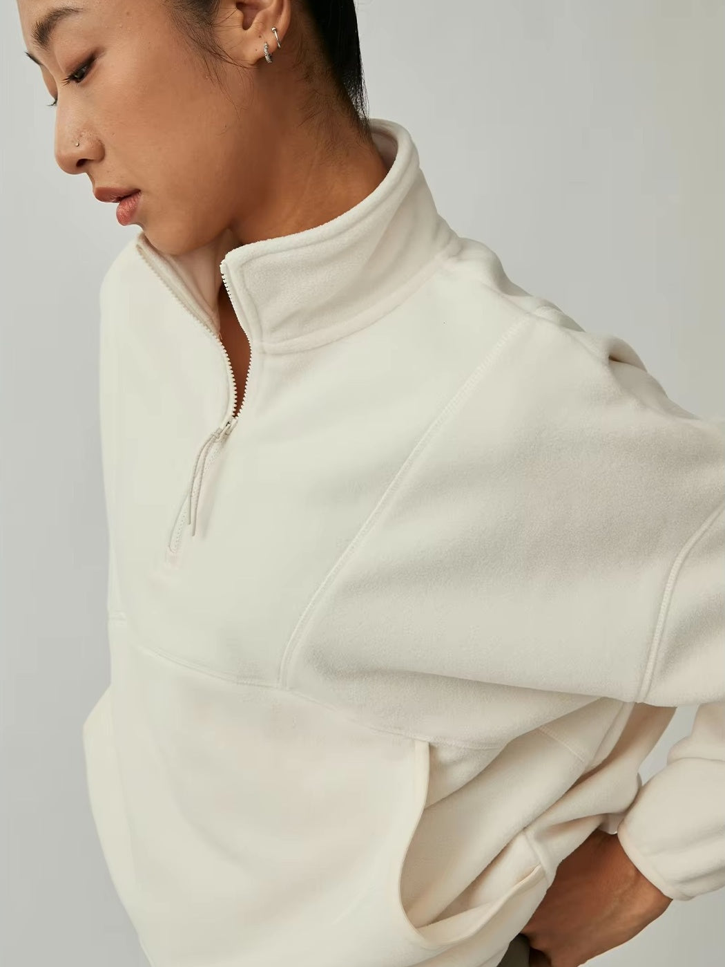 ソフトボア ハーフジップ プルオーバー