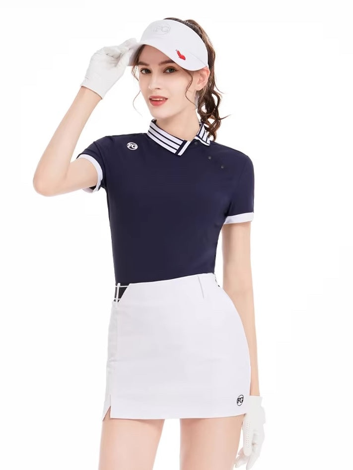 カラーブロック スポーティプリーツゴルフウェアセット