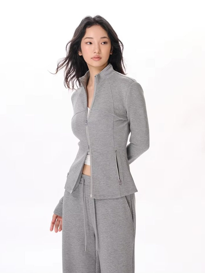 スリムフィットジップアップジャケット