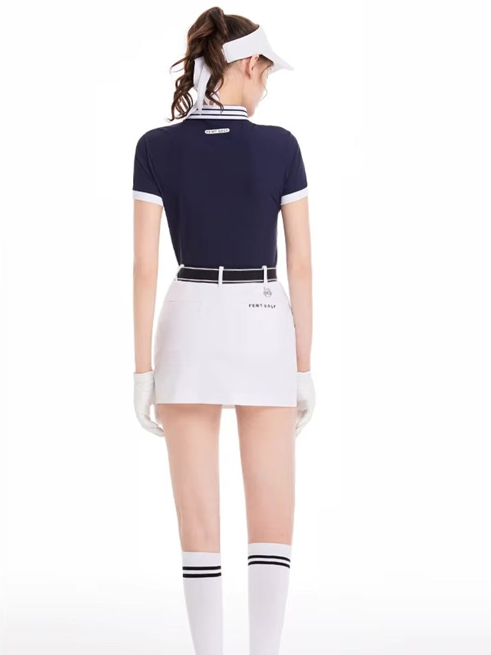 カラーブロック スポーティプリーツゴルフウェアセット