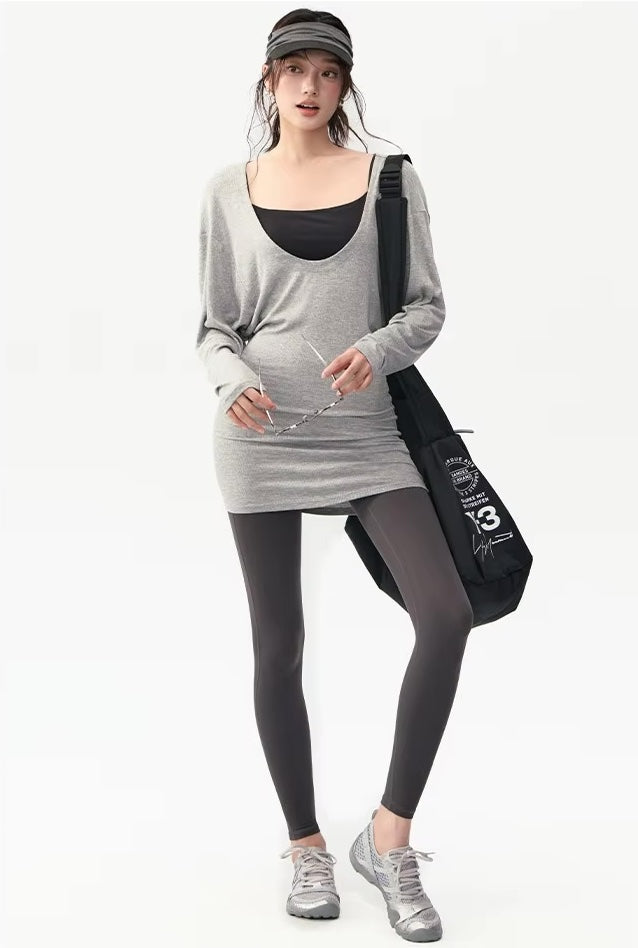 ディープネックリブワンピース