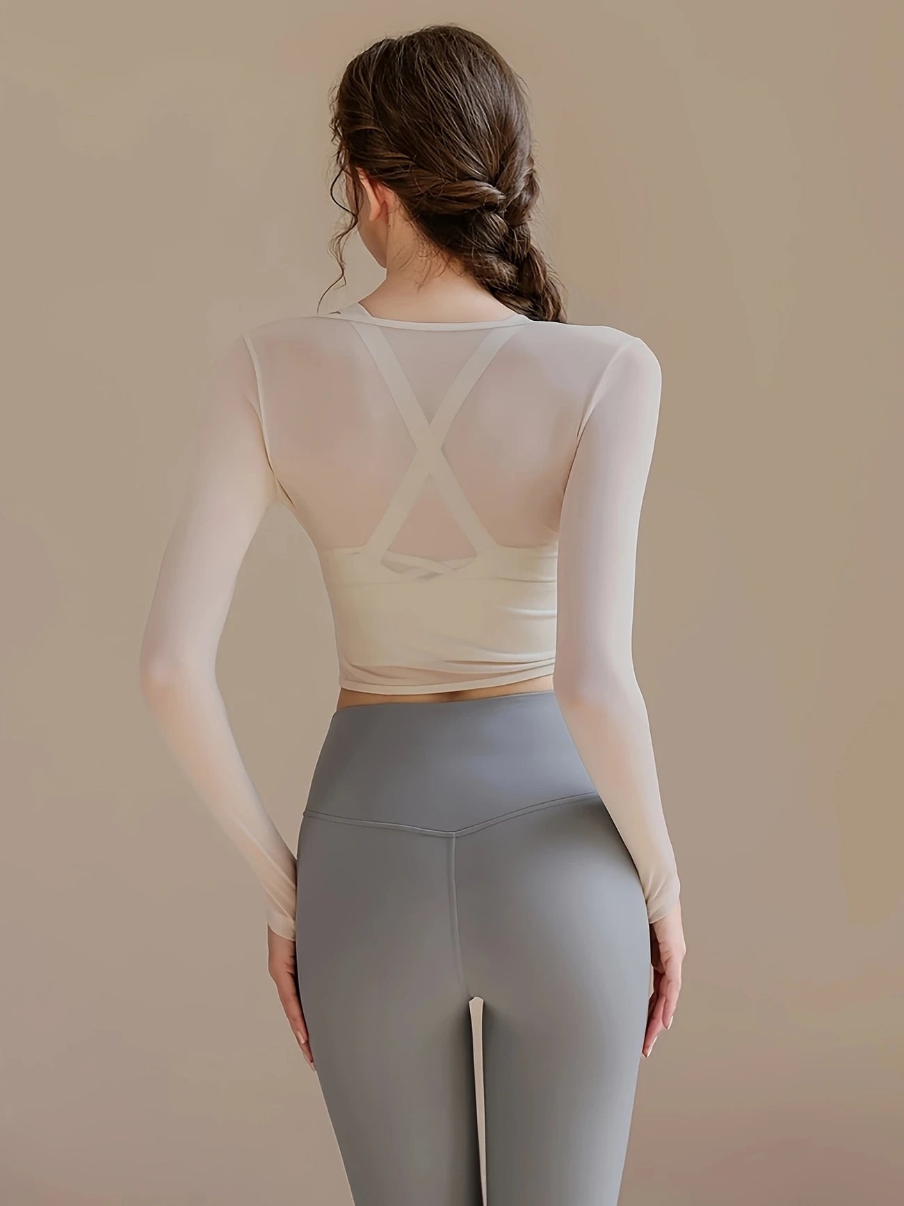 ハイサポートブラ&フロントクロストップスセット アイボリー