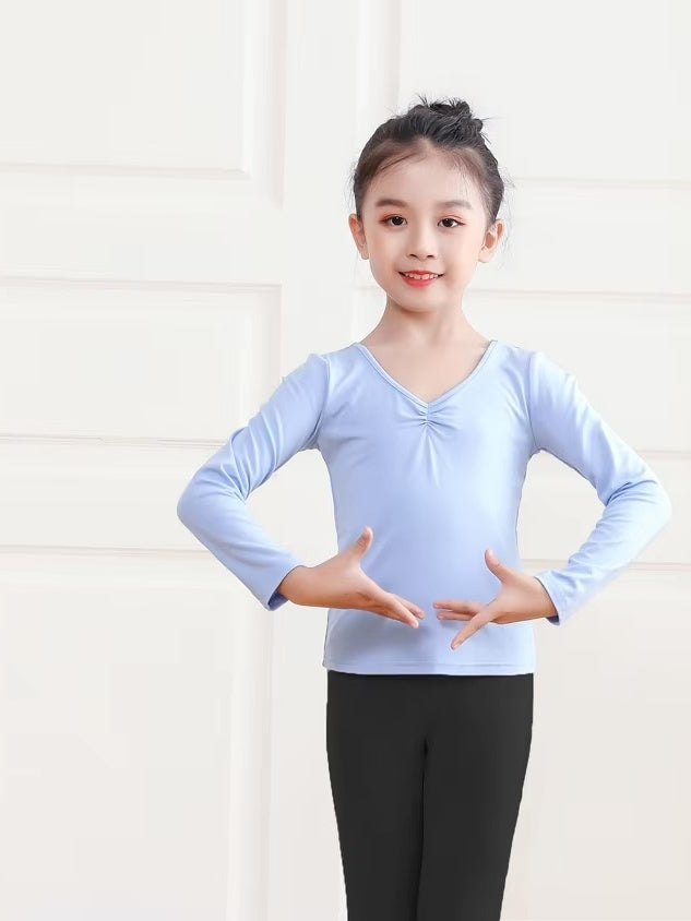 Vネックギャザー キッズヨガトップ