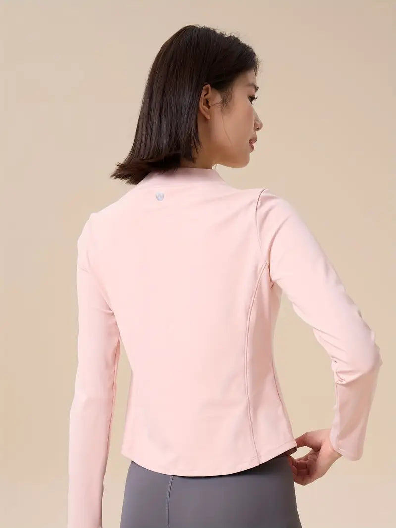 ハーフジップスリミングトップス