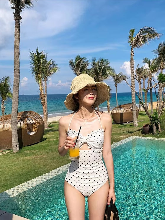 ドットリボンフリルワンピース