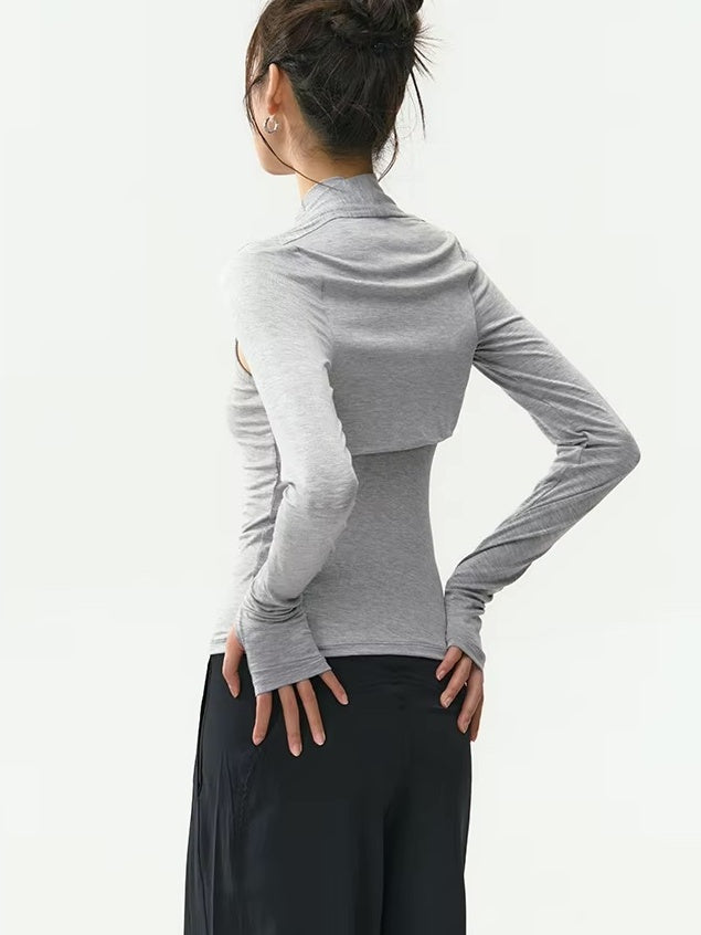 カットアウトモックネック タンクトップ&カーディガン