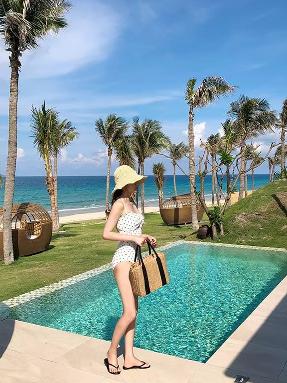 ドットリボンフリルワンピース