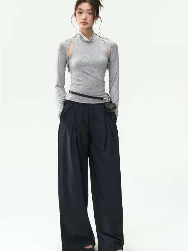 カットアウトモックネック タンクトップ&カーディガン