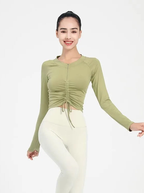 ハーフジップタイトフィットトップス