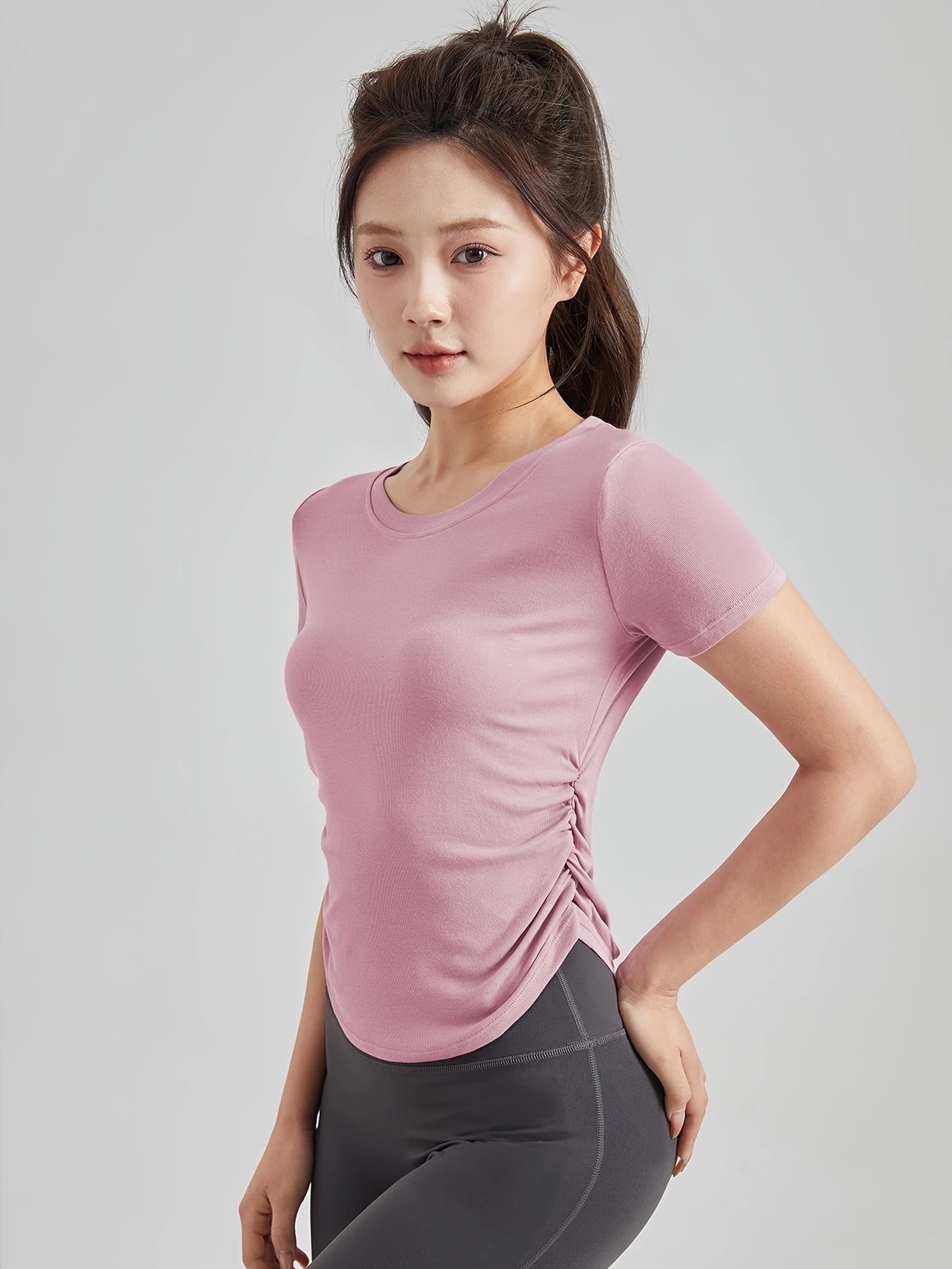 サイドギャザーレギュラーコンターTシャツ