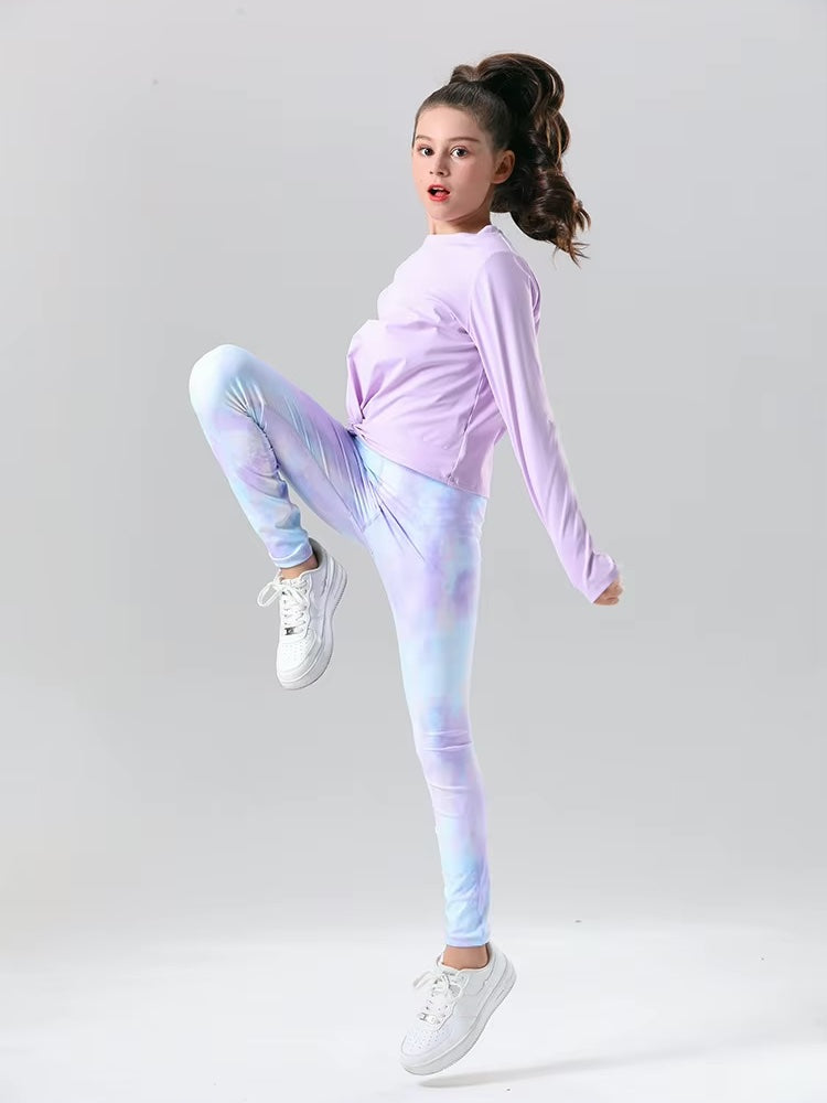 キッズアクティブTシャツ&マーブル柄レギンスセット