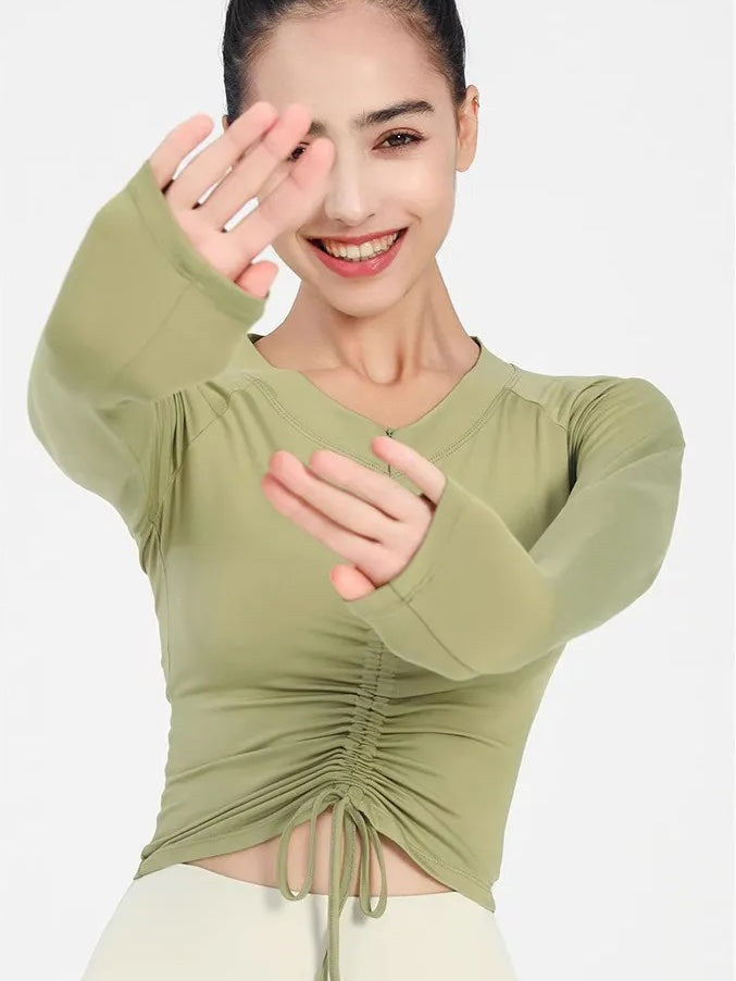 ハーフジップタイトフィットトップス