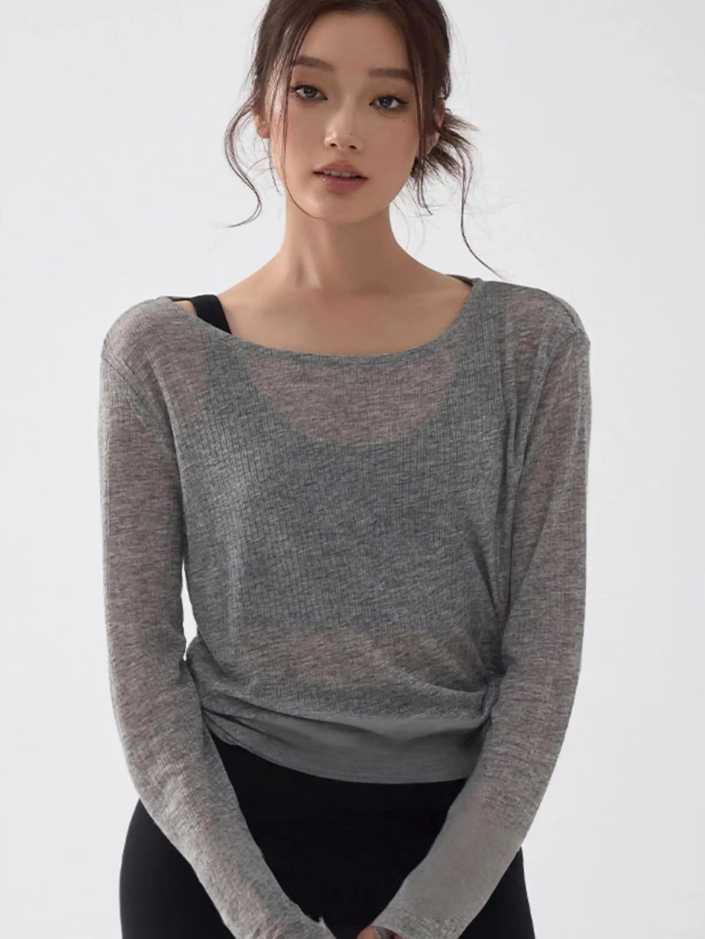 マイクロシースルー ルーズフィットトップス