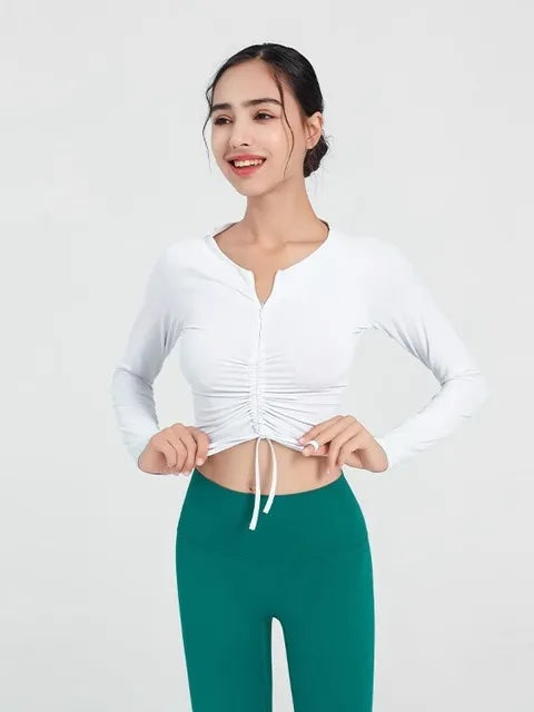 ハーフジップタイトフィットトップス