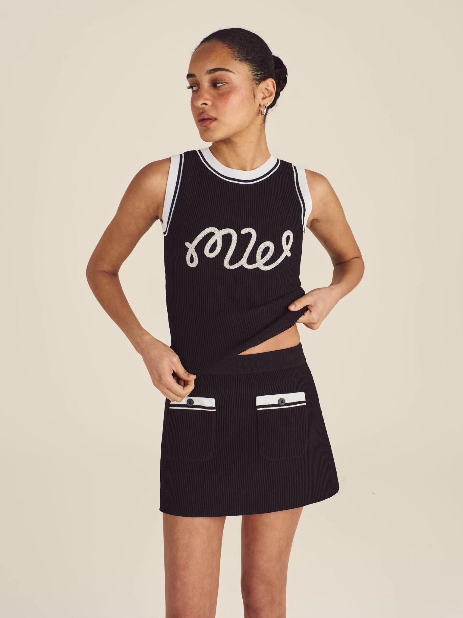 バイカラーリブニットウェア