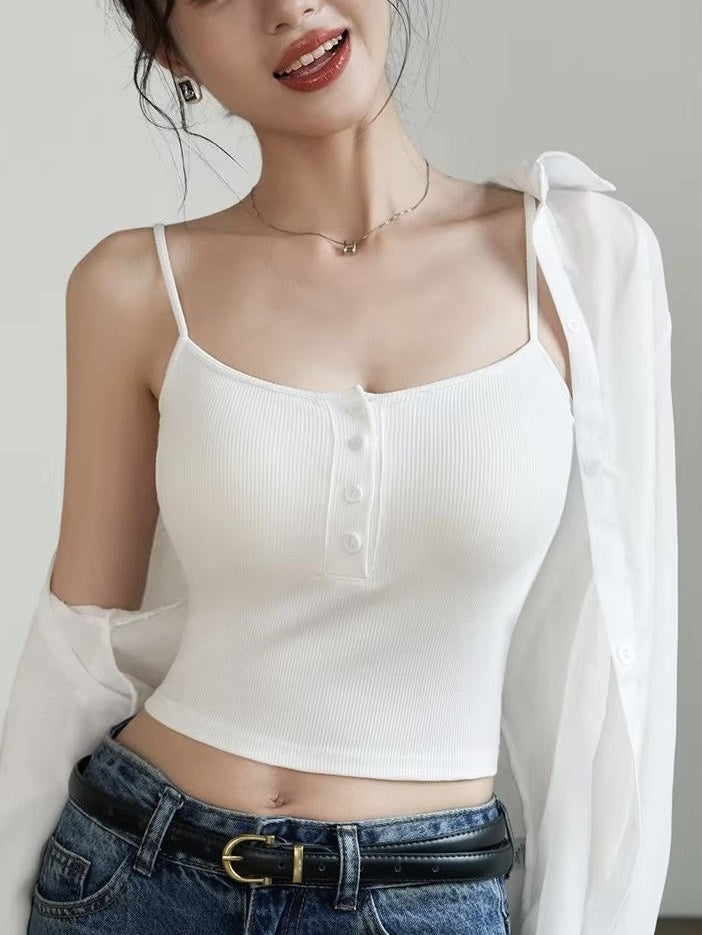 エレガントバックオープン リブキャミソール