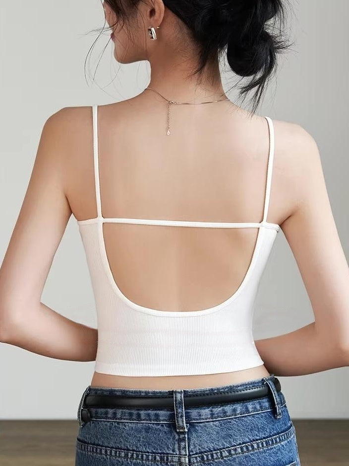 エレガントバックオープン リブキャミソール