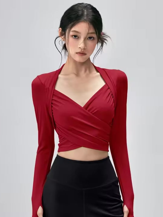 クロスラップトップス＆ワイドパンツ セットアップ