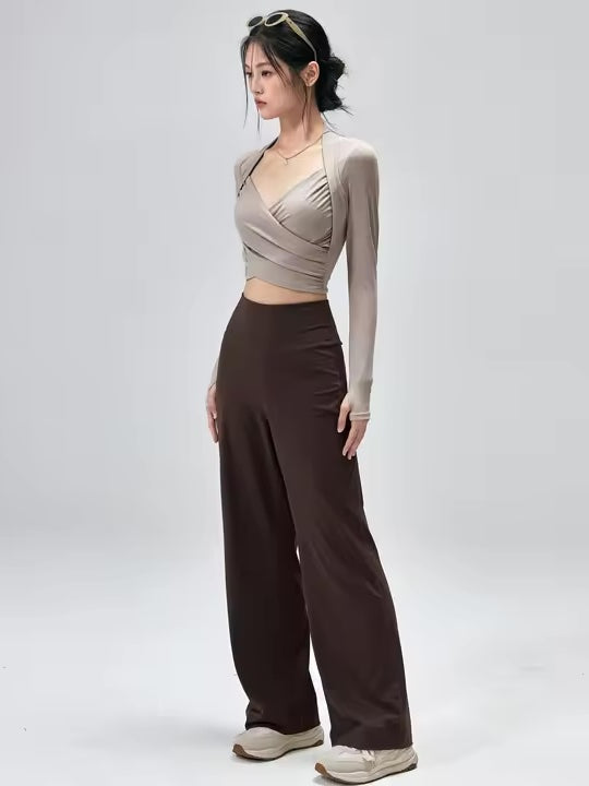 クロスラップトップス＆ワイドパンツ セットアップ