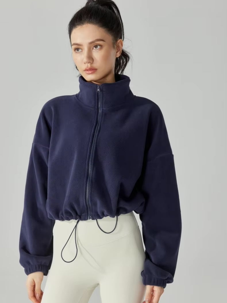 ソフトフリース ハイネックドローストリングジャケット