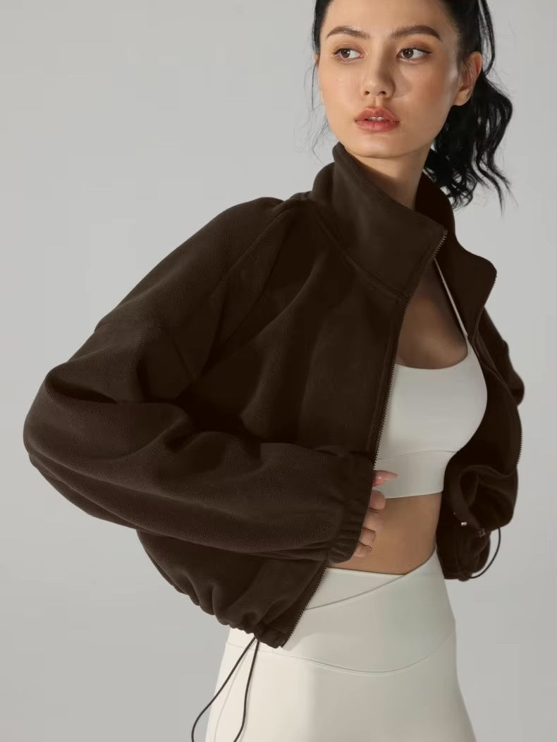 ソフトフリース ハイネックドローストリングジャケット