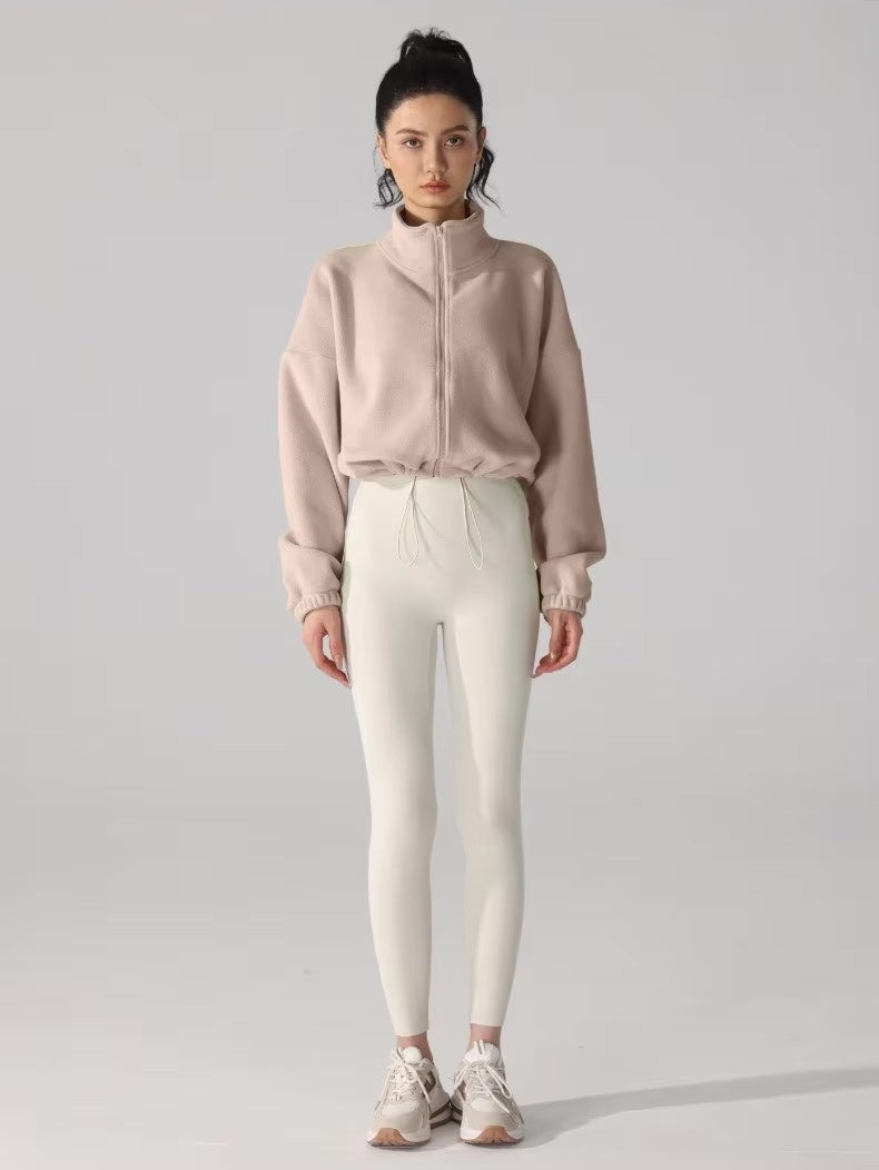 ソフトフリース ハイネックドローストリングジャケット