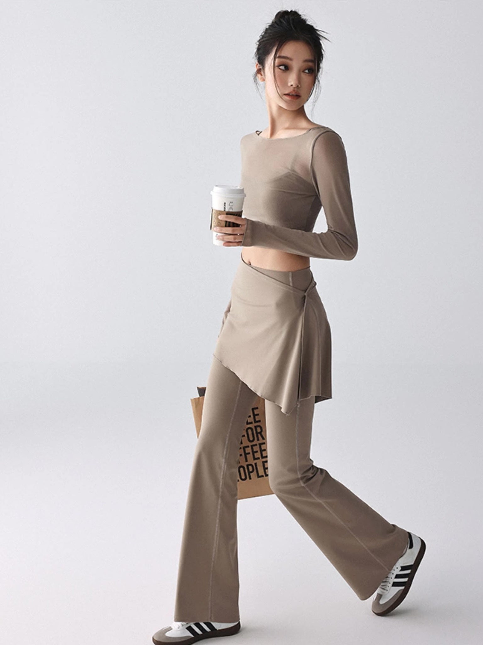 ラップスカート付きフレアレギンス