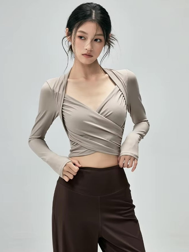 クロスラップトップス＆ワイドパンツ セットアップ