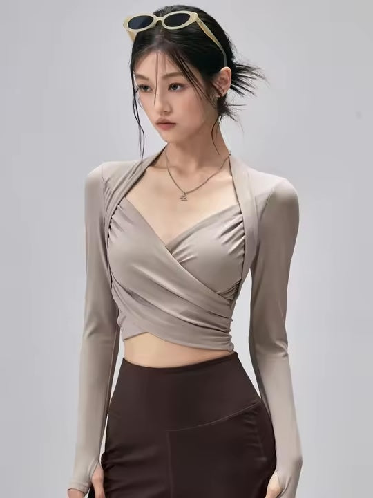 クロスラップトップス＆ワイドパンツ セットアップ