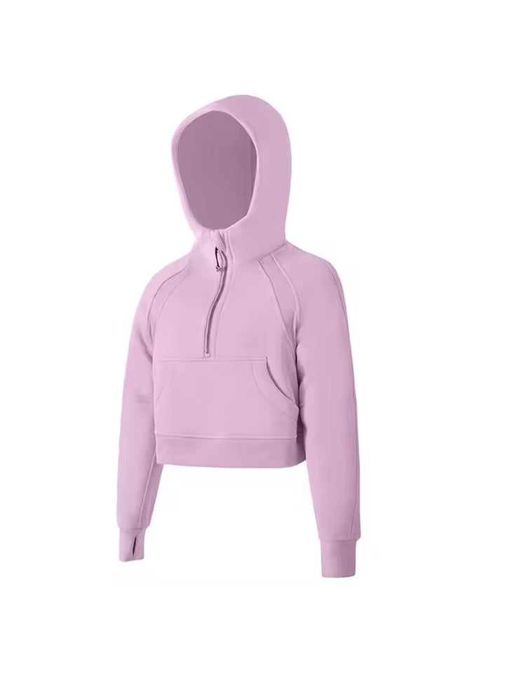 クロップドハーフジップ フーディ