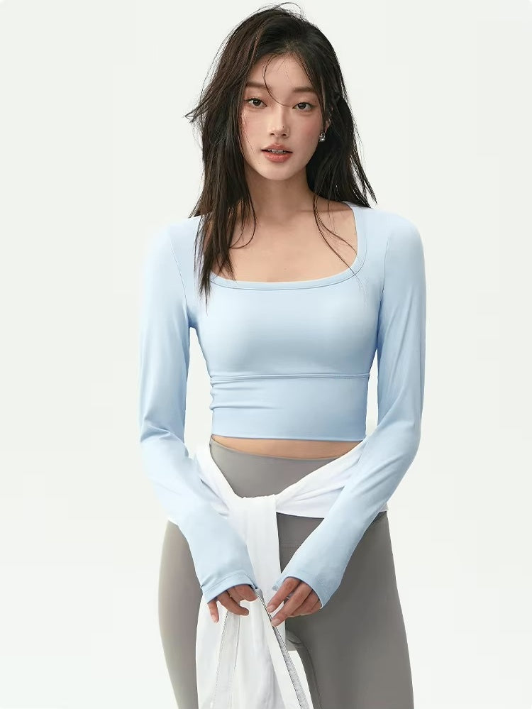 スクエアネック フィットヨガトップス