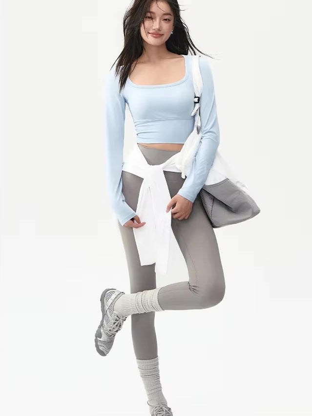 スクエアネック フィットヨガトップス